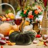 2023 Home Decor Handmade Velvet Pumpkin Decoration Kitchen Table Halloween Thanksgiving Ornament Decorations (Olive Green, One Size) view 2