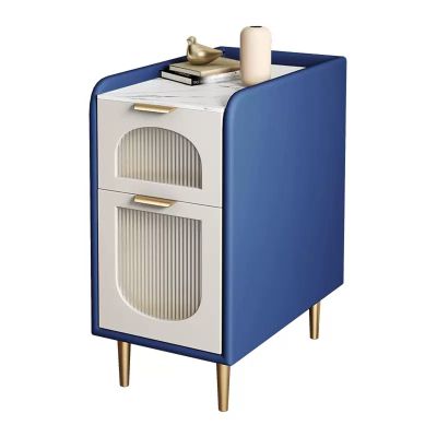 Bedside Table Modern Saves Space Bedside Table Narrow Nightstand Artificial Leather Design Bedroom Bedside Table, Living Room Sofa Side Table, 23.6 "H, Blue Bedside Drawer Bedside Cabinet ( Size : L30