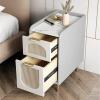 Bedside Table Modern Saves Space Bedside Table Narrow Nightstand Artificial Leather Design Bedroom Bedside Table, Living Room Sofa Side Table, 23.6 "H, Blue Bedside Drawer Bedside Cabinet ( Size : L30 view 2
