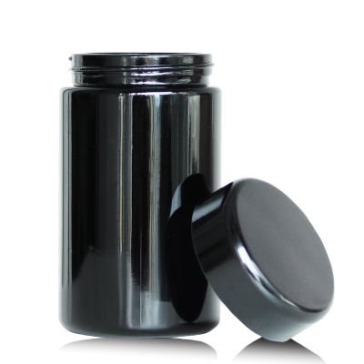 Matoolser Black Glass Airtight Storage Container Jar 200ml with UV Protection for Spice Coffee