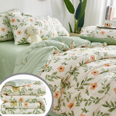 XHCTNN Queen Size Quilt Flower Pattern Design Cotton Quilts - New Mint Green Lightweight Soft Cozy Comforter Quilted Blanket Bedding for All Season(200 * 230cm/1.5kg)