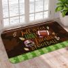 Welcome Doormat,Autumn Football Helmet Brown Absorbent Non Slip Bath Rug,Fall Leaf Green Gradient Strpie Washable Carpet for Kitchen Bathroom Front Door Entryway Decor 24x35In view 1