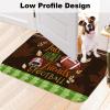Welcome Doormat,Autumn Football Helmet Brown Absorbent Non Slip Bath Rug,Fall Leaf Green Gradient Strpie Washable Carpet for Kitchen Bathroom Front Door Entryway Decor 24x35In view 2