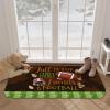 Welcome Doormat,Autumn Football Helmet Brown Absorbent Non Slip Bath Rug,Fall Leaf Green Gradient Strpie Washable Carpet for Kitchen Bathroom Front Door Entryway Decor 24x35In view 3