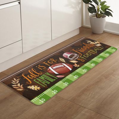 Welcome Doormat,Autumn Football Helmet Brown Absorbent Non Slip Bath Rug,Fall Leaf Green Gradient Strpie Washable Carpet for Kitchen Bathroom Front Door Entryway Decor 24x71In