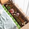 Welcome Doormat,Autumn Football Helmet Brown Absorbent Non Slip Bath Rug,Fall Leaf Green Gradient Strpie Washable Carpet for Kitchen Bathroom Front Door Entryway Decor 24x71In view 3