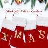 CRSTAFU Christmas Stockings with Initials,20 Inches Large Monogram Letter Xmas Stocking with Gold Trim, Velvet Personalized Stockings Decorations for Family Holiday Season Decor(Red C) view 4