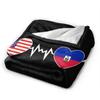 America Haiti Flag Throw Blankets for Sofa Couch Bed Gifts 50"x40" view 3