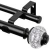 1 Inch Double Curtain Rods 36 to 72 Inches (3 to 6 ft), USFOOK Black Drapery Rods for Windows 24 to 68 Inches, Telescoping Dual Curtain Rod with Translucent Finials view 1
