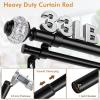 1 Inch Double Curtain Rods 36 to 72 Inches (3 to 6 ft), USFOOK Black Drapery Rods for Windows 24 to 68 Inches, Telescoping Dual Curtain Rod with Translucent Finials view 3
