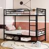 SOFTSEA Twin Over Twin Metal Bunk Bed with Low Shelf, Can be Separated into Two Twin Beds view 1