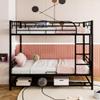 SOFTSEA Twin Over Twin Metal Bunk Bed with Low Shelf, Can be Separated into Two Twin Beds view 2