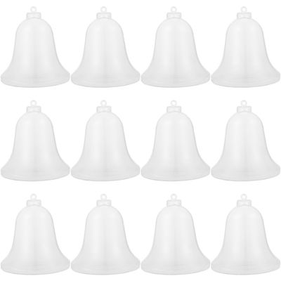 12pcs Clear Plastic Bell - Transparent Fillable Bells Ornaments Decorative Baubles Balls for Christmas Tree Hanging Pendants