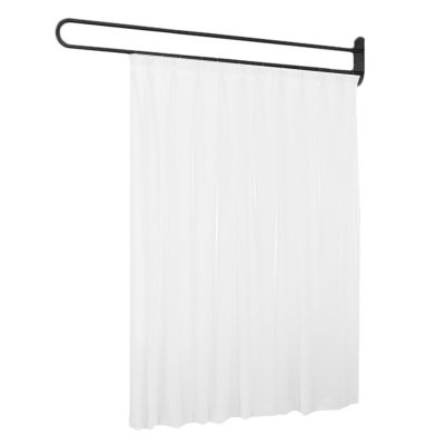 Hospital Curtain Room Divider, U Shaped Rail Track System Privacy Screen Separator for Beauty Spa Beauty Protect Partitions, Wall Mount Separation Panels Drapes White 2 M Tall ( Color : Black , Size :