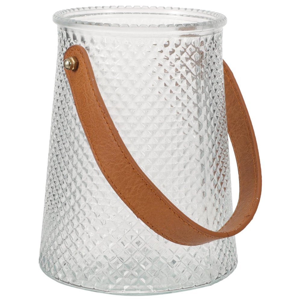 Angoily Glass Vase Leather Handle for Decorative Flower Arrangements and Elegant Centerpiece for Home Office Living Room Decor