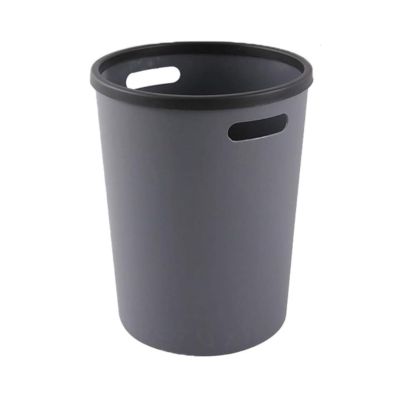 VALCLA Trash Can Portable Plastic Trash Can Without Cover Pressure Ring Round Bucket Waste Paper Basket Home Office Garbage Recycling Bin Suitable for Home Mall Office (Color : Gray, Size : Medium)