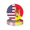American Flag and Sicilian Flag 4in Ceramic Coaster Set Non-Slip Cork Base view 1