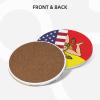 American Flag and Sicilian Flag 4in Ceramic Coaster Set Non-Slip Cork Base view 2
