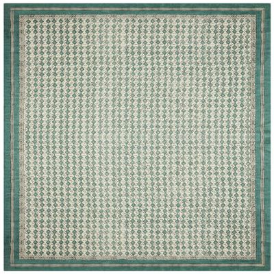 Area Rug 3' Square Rug Turquoise Blue Cotton Dhurrie Floral Thick 0.19 inches Stone Easy Washable Rug Hand Wash Cotton Carpet Flatweave Rug Indoor Outdoor Rugs for Kitchen, Bedside, Enterway
