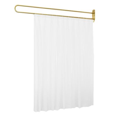 Hospital Curtain Room Divider, U Shaped Rail Track System Privacy Screen Separator for Beauty Spa Beauty Protect Partitions, Wall Mount Separation Panels Drapes White 2 M Tall ( Color : Gold , Size :