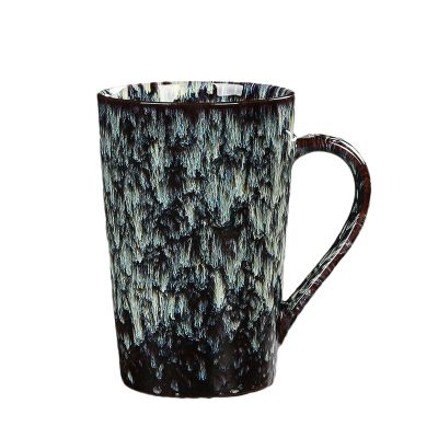 350ml/11.83oz Ceramic large capacity creative personality Mug kiln modern simple lovers Coffee cup for office home-Indigo yellow-360ml