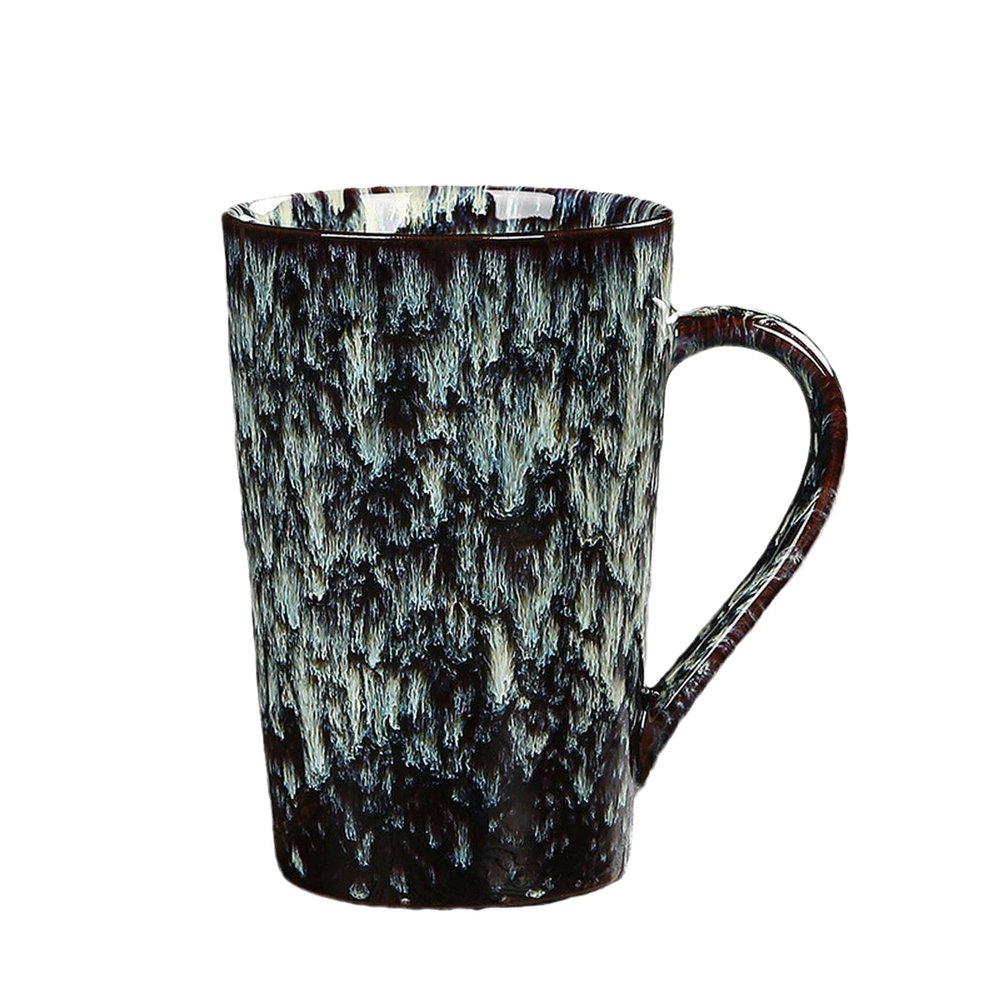 350ml/11.83oz Ceramic large capacity creative personality Mug kiln modern simple lovers Coffee cup for office home-Indigo yellow-360ml