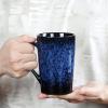 350ml/11.83oz Ceramic large capacity creative personality Mug kiln modern simple lovers Coffee cup for office home-Indigo yellow-360ml view 4