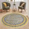 CASAVANI 6' Round Area Rug Kilim Rug Circle Handmade Boho Floral Mat Yellow Beige Cotton Thick 0.19 inches Easy Washable Flatweave for Small Bedside Round Kitchen Terrace Yoga Mat view 1