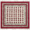 CASAVANI 4' x 4' Square Area Rug, Cotton Kilim, Red & Beige, Traditional, Geometric Pattern, Low Pile, Handmade, Washable view 1