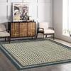 Area Rug 6' Square Rug Blue & Beige Dhurrie Floral Thick 0.19 inches Stone Easy Washable Rug Hand Wash Cotton Carpet Flatweave Rug Indoor Outdoor Rugs for Hall Room, Dining Room view 2