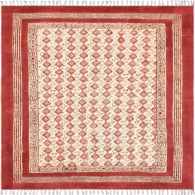 Kilim Rug 3x5 Area Rug Red & Beige Cotton Dhurrie Floral Thick 0.19 inches Stone Easy Washable Dhurrie Hand Wash Cotton Carpet Flatweave Indoor Outdoor for Kitchen, Bedside, Enterway