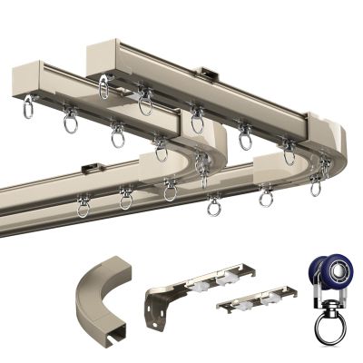 LIYI929GP Curtain Track Glider Rail for Straight and Bay Windows, Ceiling Mounted Curtain Rail, Wall Or Ceiling Flexible Curtain Track System, Room Divider, Track Slide Can Be Extended Or Cut Freely