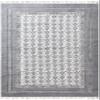 CASAVANI 3x3 Square Kilim Boho Floral Rug, Gray & Beige Cotton, 0.19 inches Thick, Easy Washable, Flatweave, Geometric Pattern, Indoor Use view 1