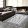 CASAVANI 3x3 Square Kilim Boho Floral Rug, Gray & Beige Cotton, 0.19 inches Thick, Easy Washable, Flatweave, Geometric Pattern, Indoor Use view 2