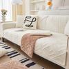 vctops Luxury Velvet Plush Couch Sofa Cover Geometric Quilted Sectional Couch Covers Anti-Slip Sofa Slipcovers for Dogs Cats Kids Loveseat Recliner L Shaped Armrest Backrest (Cream,28"x82") view 1