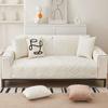 vctops Luxury Velvet Plush Couch Sofa Cover Geometric Quilted Sectional Couch Covers Anti-Slip Sofa Slipcovers for Dogs Cats Kids Loveseat Recliner L Shaped Armrest Backrest (Cream,28"x82") view 2