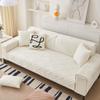 vctops Luxury Velvet Plush Couch Sofa Cover Geometric Quilted Sectional Couch Covers Anti-Slip Sofa Slipcovers for Dogs Cats Kids Loveseat Recliner L Shaped Armrest Backrest (Cream,28"x82") view 4