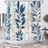 WELMECO Blue Shower Curtain Botanical Shower Curtain Blue Bathroom Decor Polyester Fabric, 72x72inch view 1