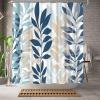 WELMECO Blue Shower Curtain Botanical Shower Curtain Blue Bathroom Decor Polyester Fabric, 72x72inch view 2