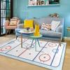 Blue Red Ice Hockey Rink Kids Rug, 6x8ft, Sports Field Event Indoor Area Rugs, with Non-Slip Backing Flannel Thin Rug, Washable Non-Slip Carpets for Boys Girls Bedroom Nursery view 2