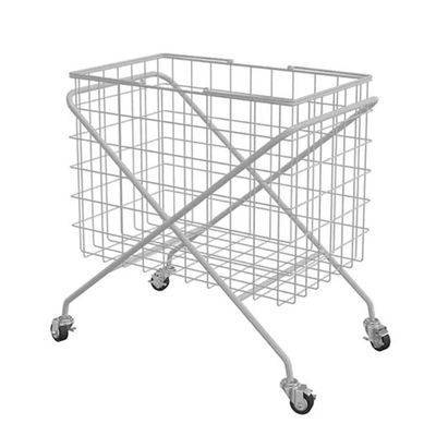 zktoermn Metal Storage Cart with Wheels, Wire Laundry Hamper Basket for Garments Storage for Organizing Clothes (Color : White, Size : 75x50x64cm)
