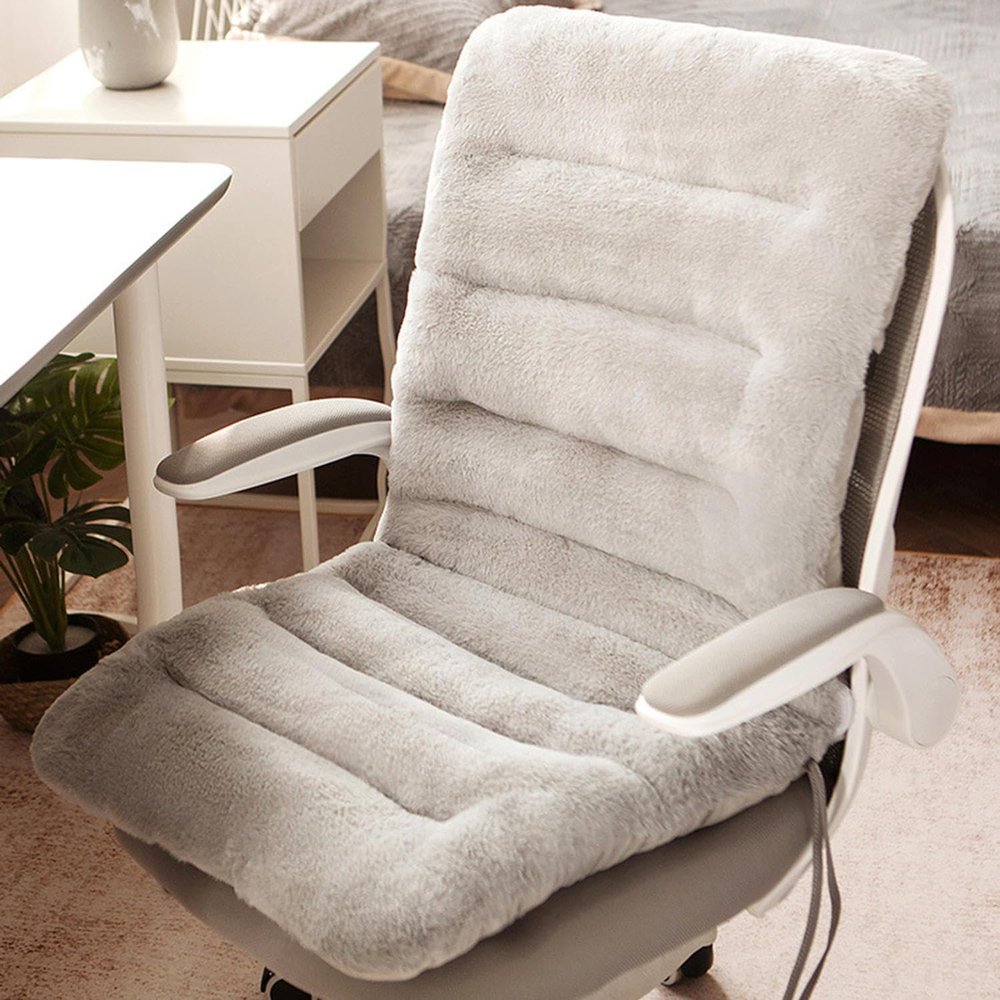 RUNLAIKEJI Office Chair Pillow, 17.7*31.4 inch, Plush Fabric, PP Cotton Filled, Non-Slip Tie Straps, Wide Applications