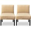 N/A Set of 2 Velvet Armless Accent Chair Cover, High Stretch Armless Chair Slipcovers, Removable Washable Furniture Protector Covers, for Dining Living Room,Q view 1