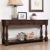 Merax Long Entryway Console Table with 3 Drawers and 1 Bottom Shelf, 63" Sofa Table for Living Room, Light Espresso view 1
