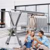 ATYUJKB Laundry Room Collapsible Clothes Drying Rack, Dryer Racks for Laundry Drying Indoor, Garment Rack On Wheels, Aluminum Alloy Laundry Stand Organizer (Grey 250cm/98in) view 2