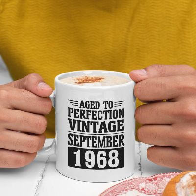 55th Birthday Gift For Those Born In 1968 White 11oz Ceramic Mug - Aged To Perfection Vintage September 1968