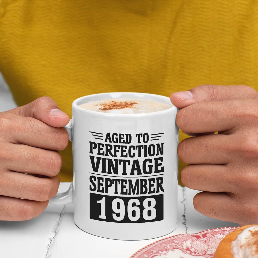 55th Birthday Gift For Those Born In 1968 White 11oz Ceramic Mug - Aged To Perfection Vintage September 1968