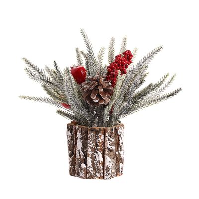 RXMORI Tabletop Christmas Tree, Artificial Mini Xmas Pine Tree, Simulation Miniature Christmas Tree with Tree Stump Base, Christmas Tree Ornaments for Holiday Home Decor(Pine Cones)