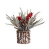 RXMORI Tabletop Christmas Tree, Artificial Mini Xmas Pine Tree, Simulation Miniature Christmas Tree with Tree Stump Base, Christmas Tree Ornaments for Holiday Home Decor(Pine Cones) view 1