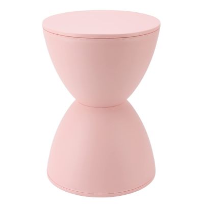 Keebgyy Hourglass Shaped Stool, Plastic Modern Simple Nordic Style, Contemporary Modern Hourglass Accent Stool, Household Round Stool for Bathroom Fitting Room Shoe Changing, Home Decoration(Pink)